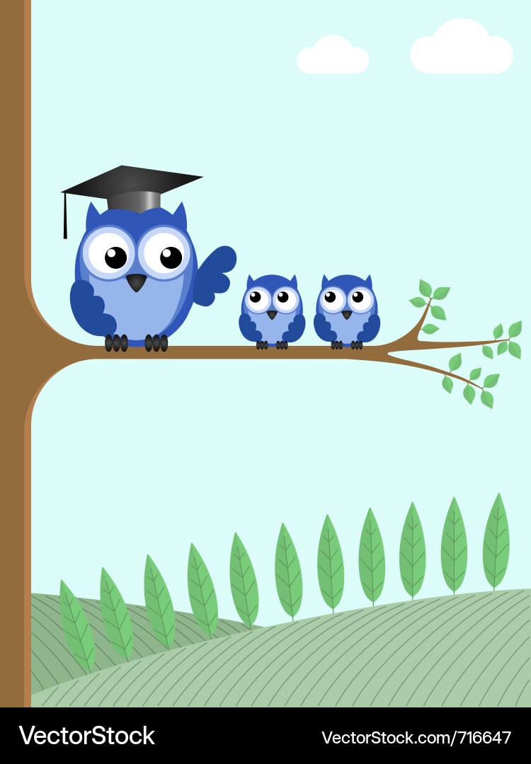 Wise Owl Lehrer und Schüler Vektorbild