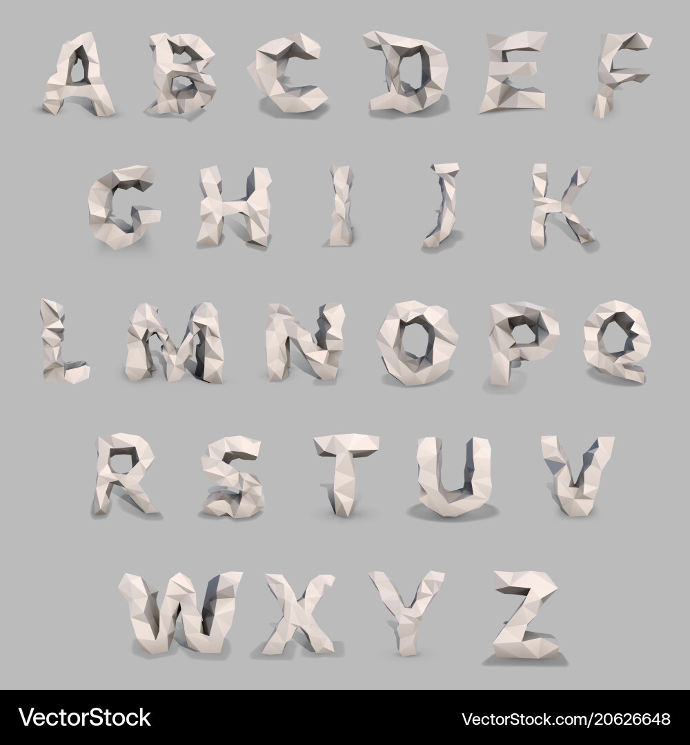 Capital latin font in low poly style Capital latin font in low poly style vector image