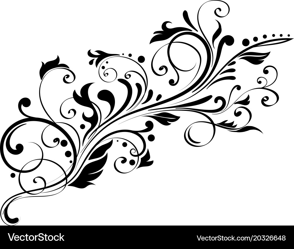 Floral decorative ornament flower branch vector image