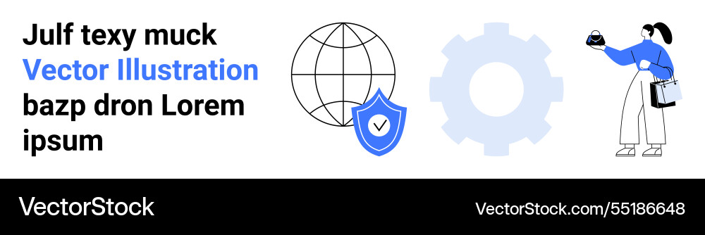 Global connectivity and cybersecurity with user Global connectivity and cybersecurity with user vector image