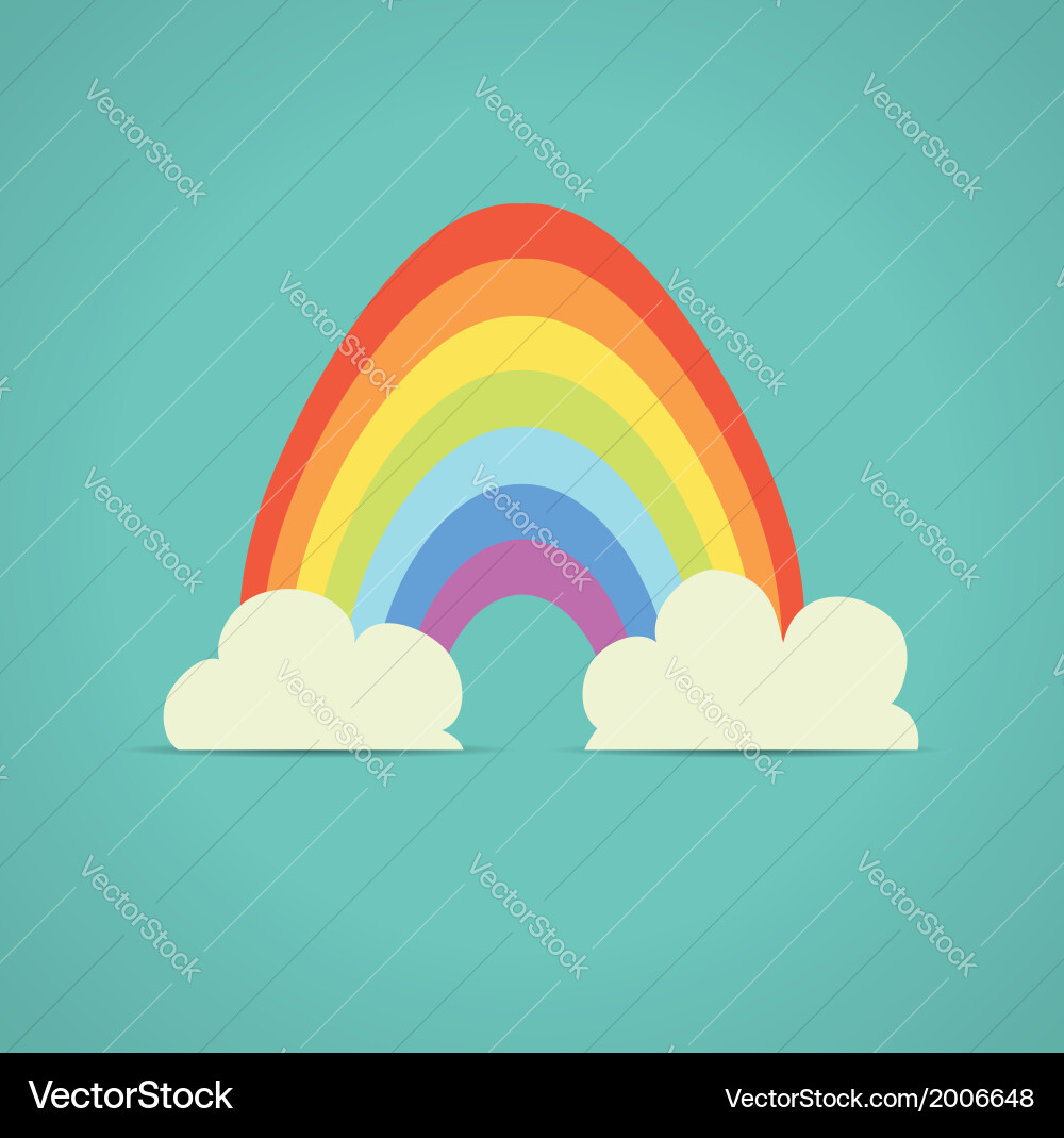 Rainbow and clouds Royalty Free Vector Image - VectorStock
