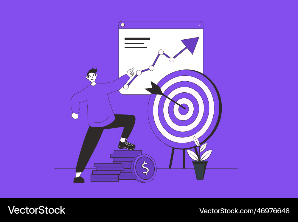 Setting goals web concept with character scene Setting goals web concept with character scene vector image