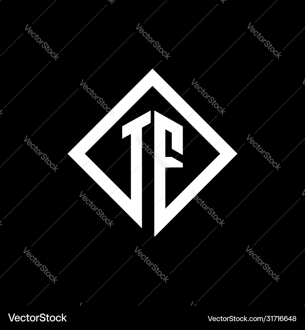 Tf logo monogram with square rotate style design Tf logo monogram with square rotate style design Vector Image