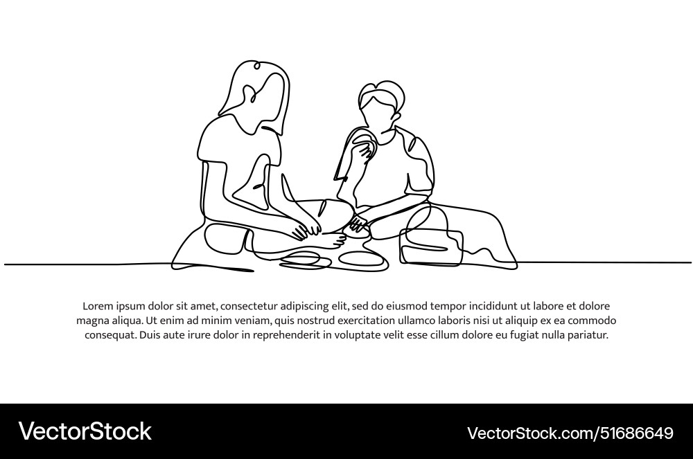 Continuous one line design of picnic with my Continuous one line design of picnic with my vector image
