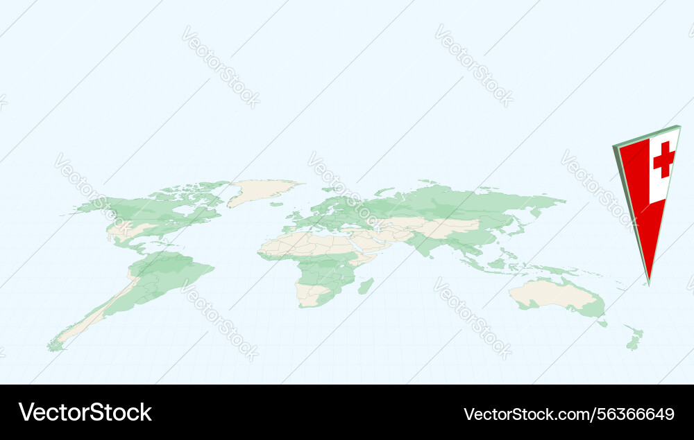 Highlighted tonga on global map with 3d flag Highlighted tonga on global map with 3d flag vector image