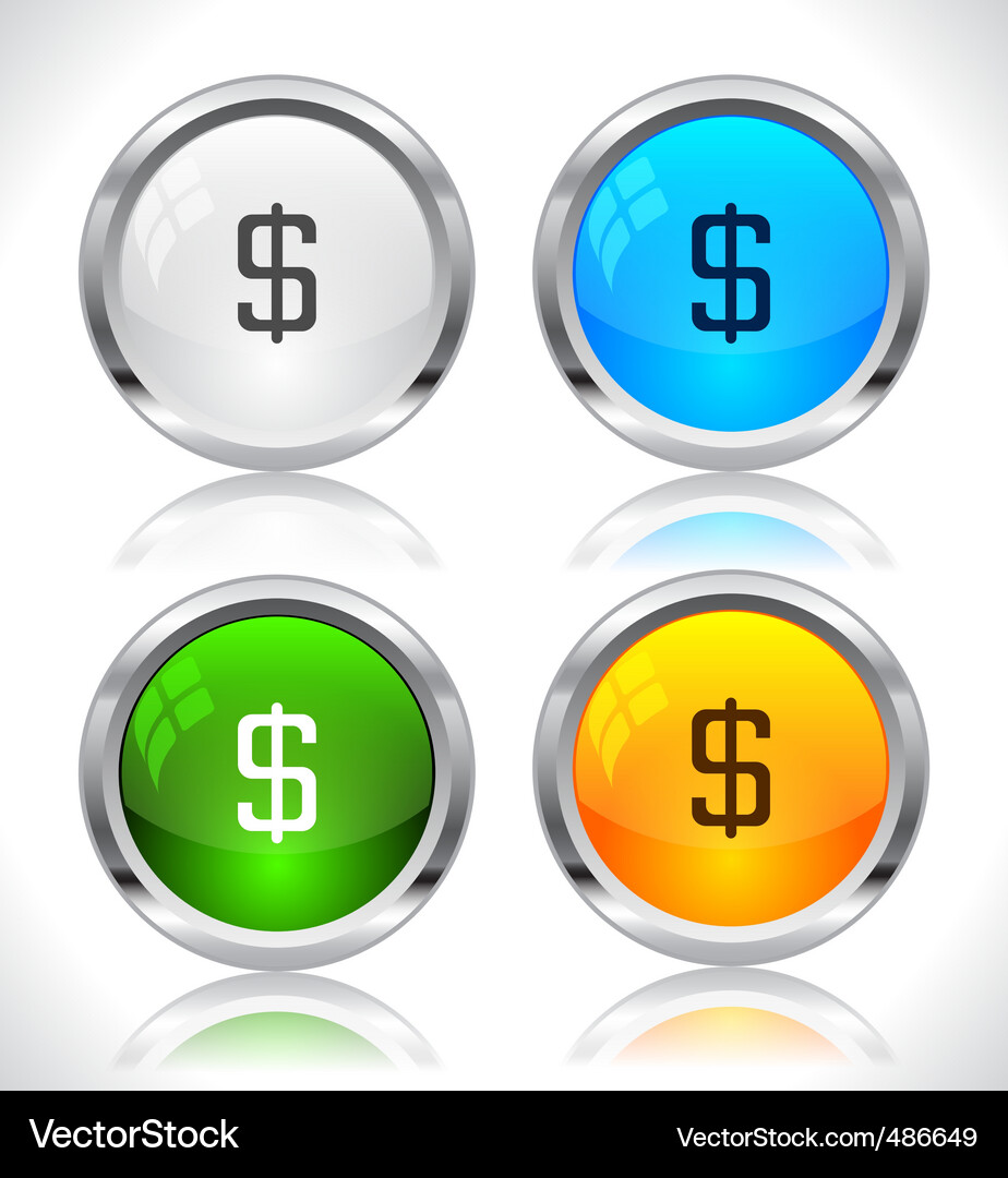 Metallic Web Buttons Vector Image