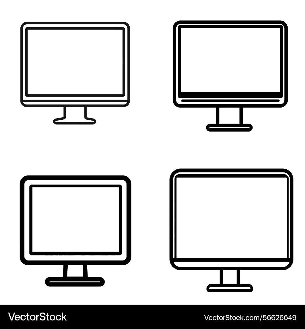 Monitor icons set with outline style Vector Image