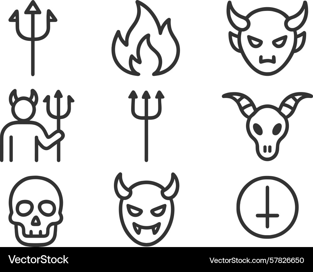 Collection of unique web icons featuring devilish vector image