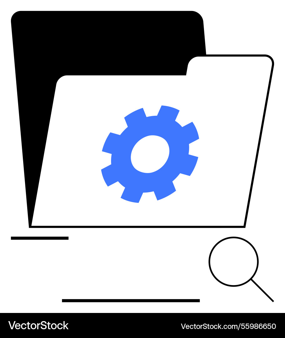 File management system configuration with gear File management system configuration with gear vector image