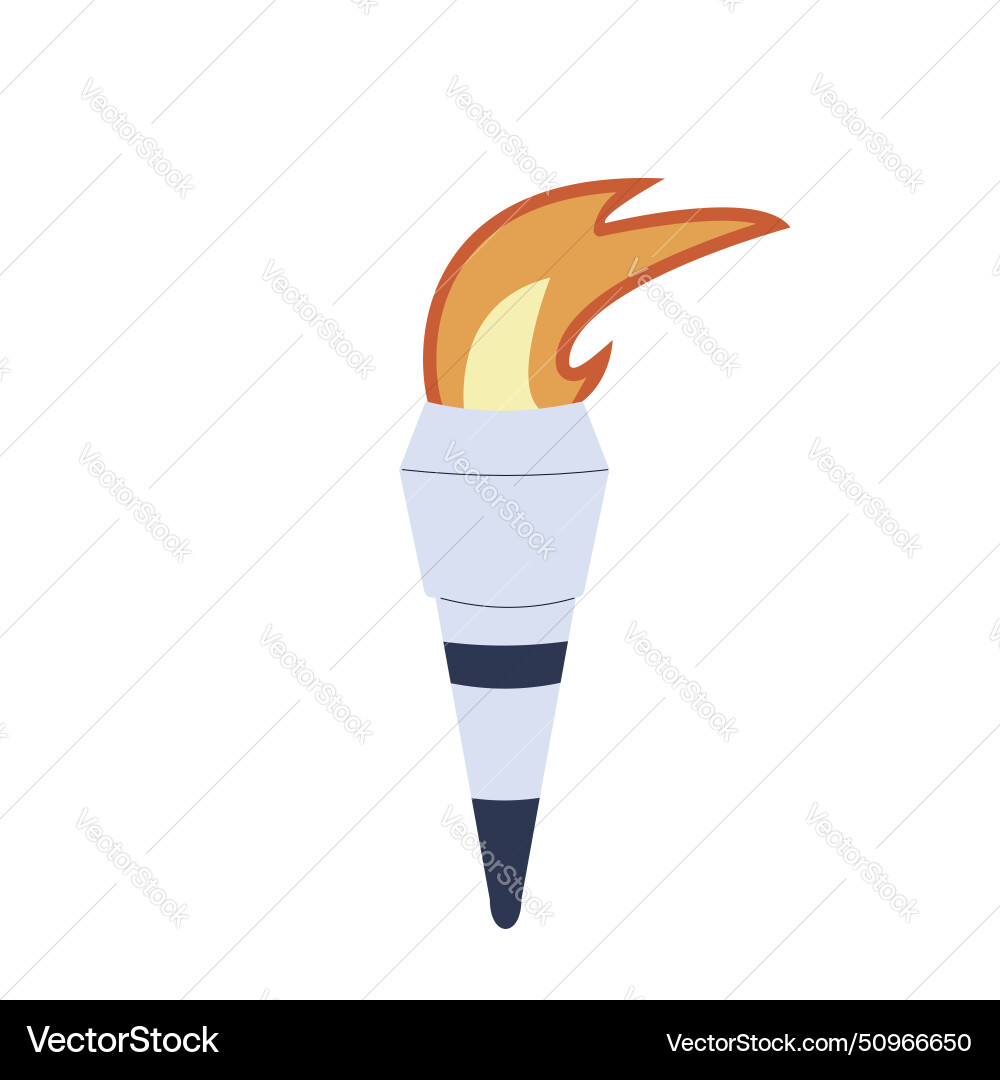 Flaming torch isolated on white background simple Flaming torch isolated on white background simple Vector Image