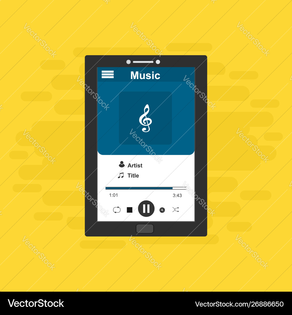 Media player application app template with flat Vector Image