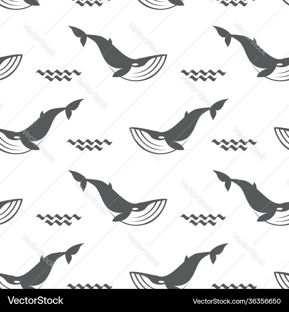 Seamless pattern with whale vector image