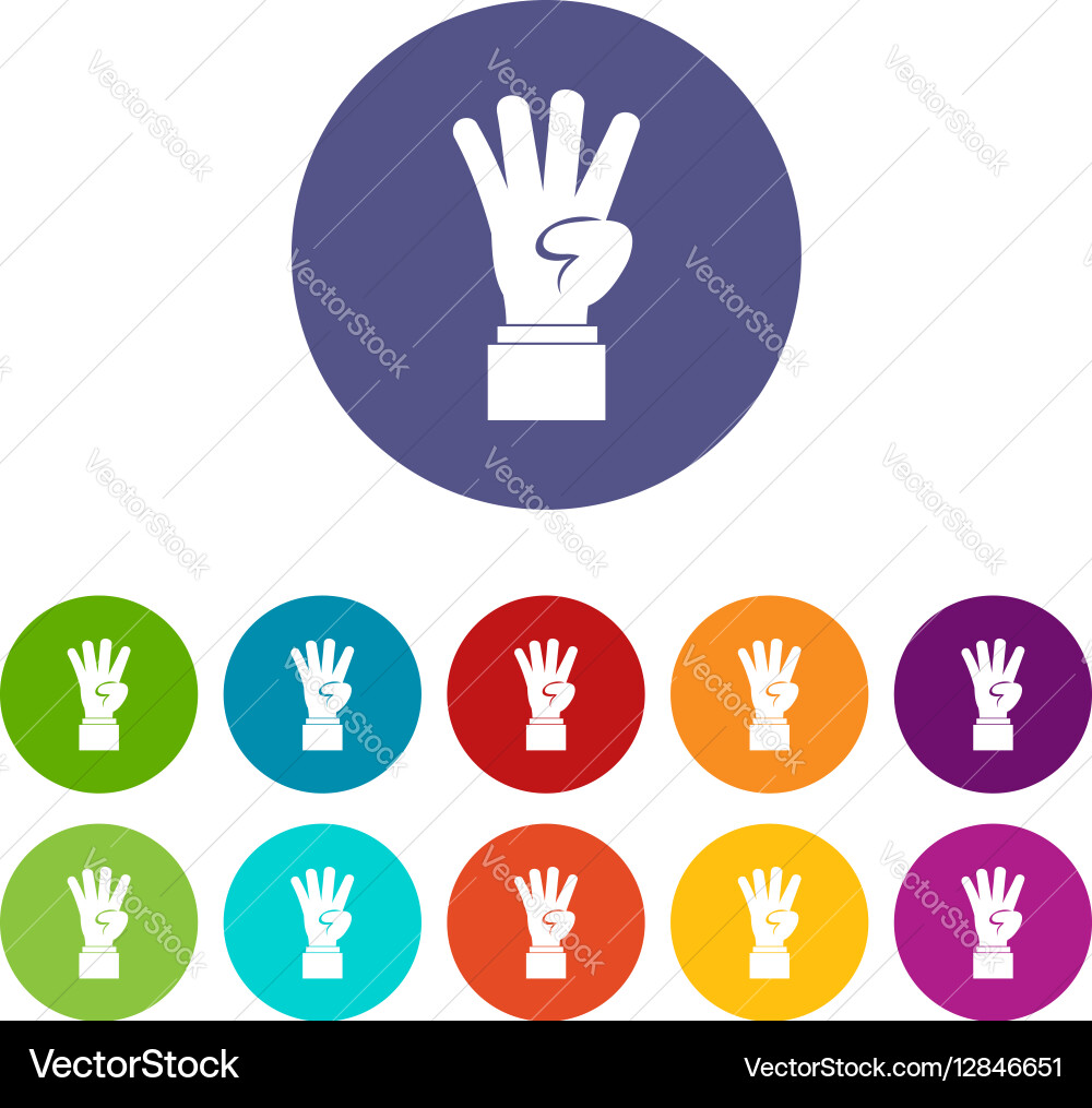 Hand showing number four set icons Vector Image