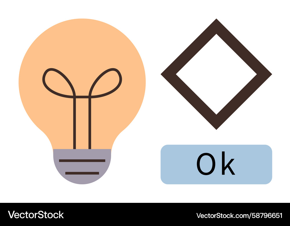 Lightbulb geometric frame and ok button Lightbulb geometric frame and ok button Vector Image