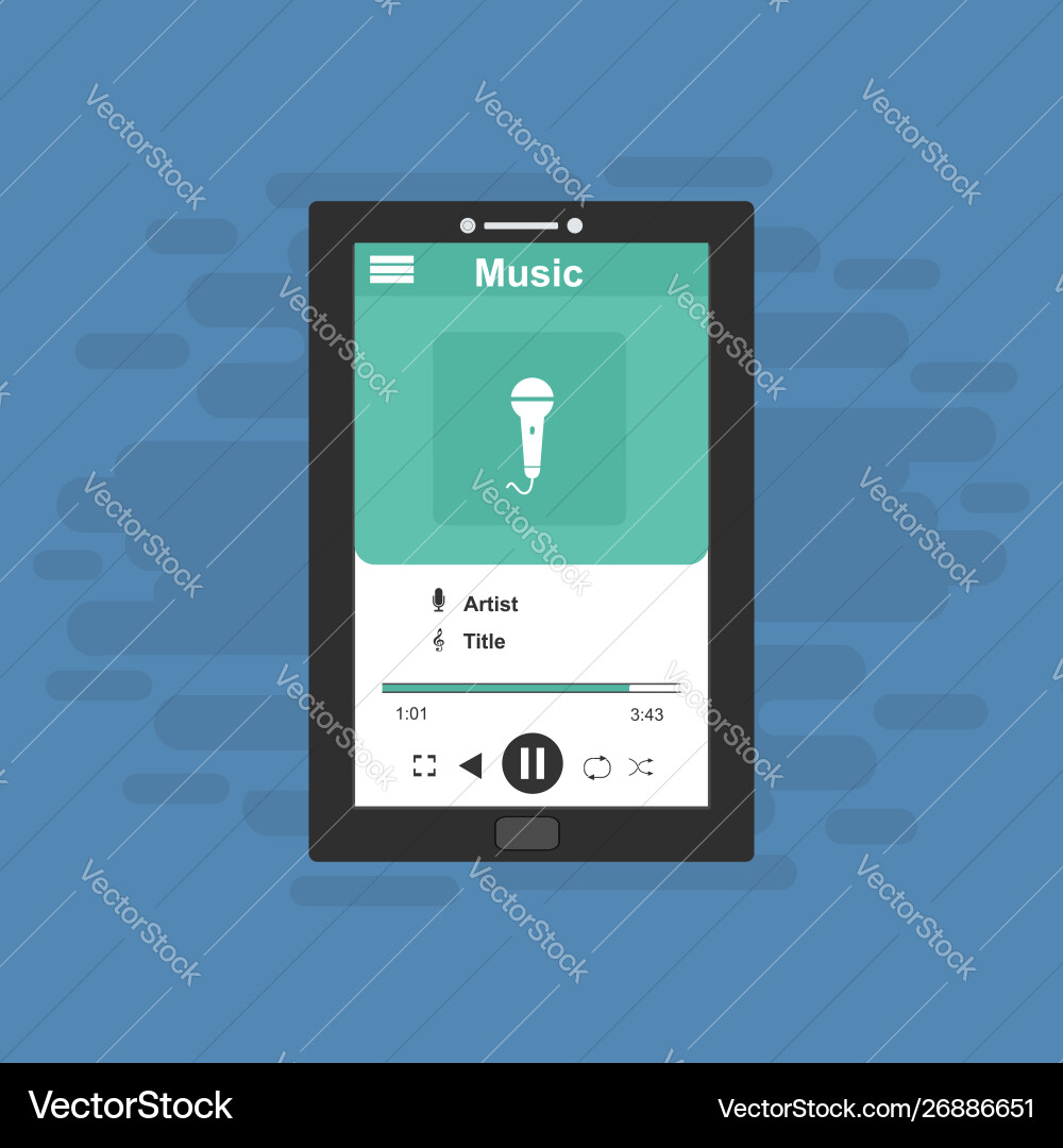 Media player application app template with flat Media player application app template with flat vector image