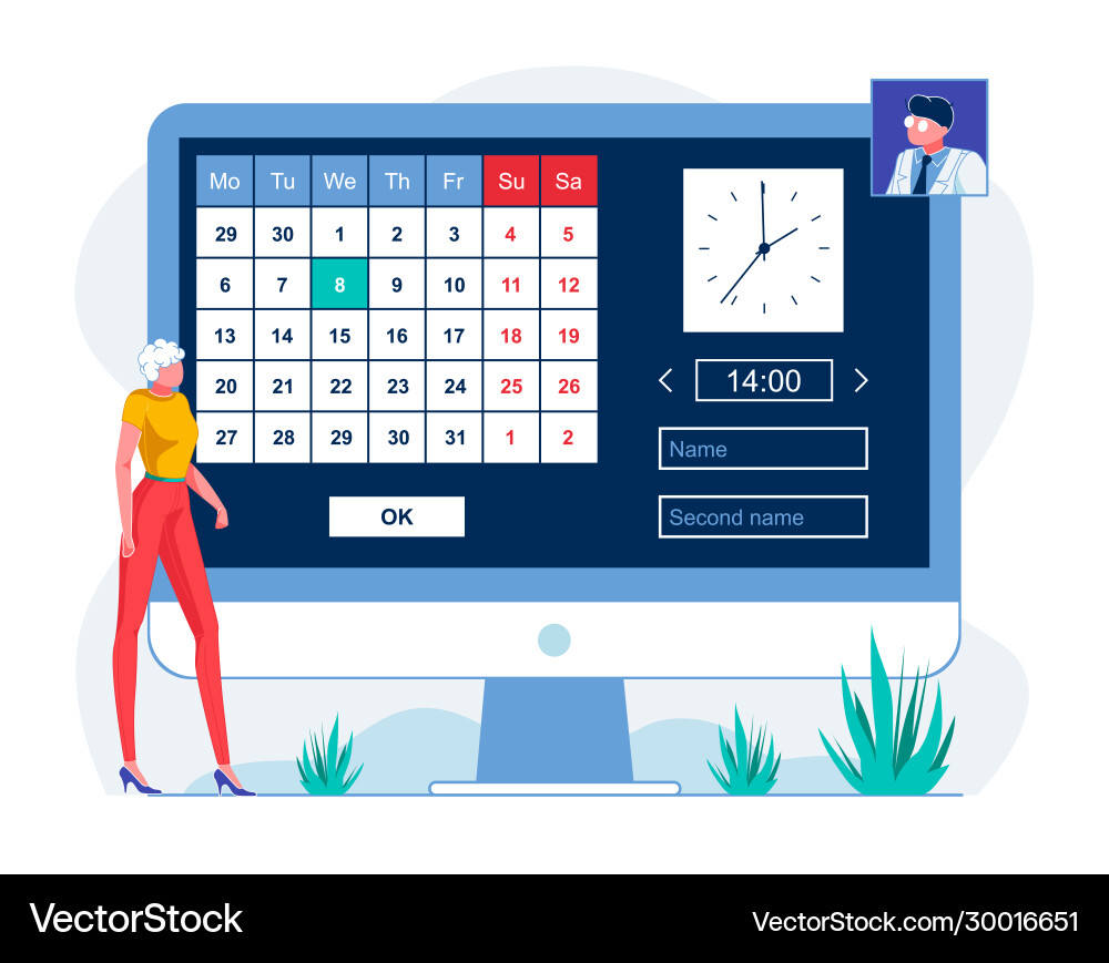 Patient scheduling appointment online Royalty Free Vector
