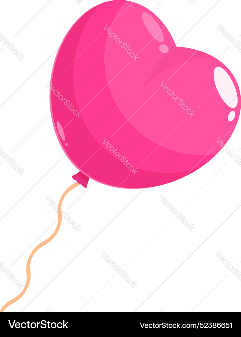 Pink heart shaped balloon floating with string Vector Image