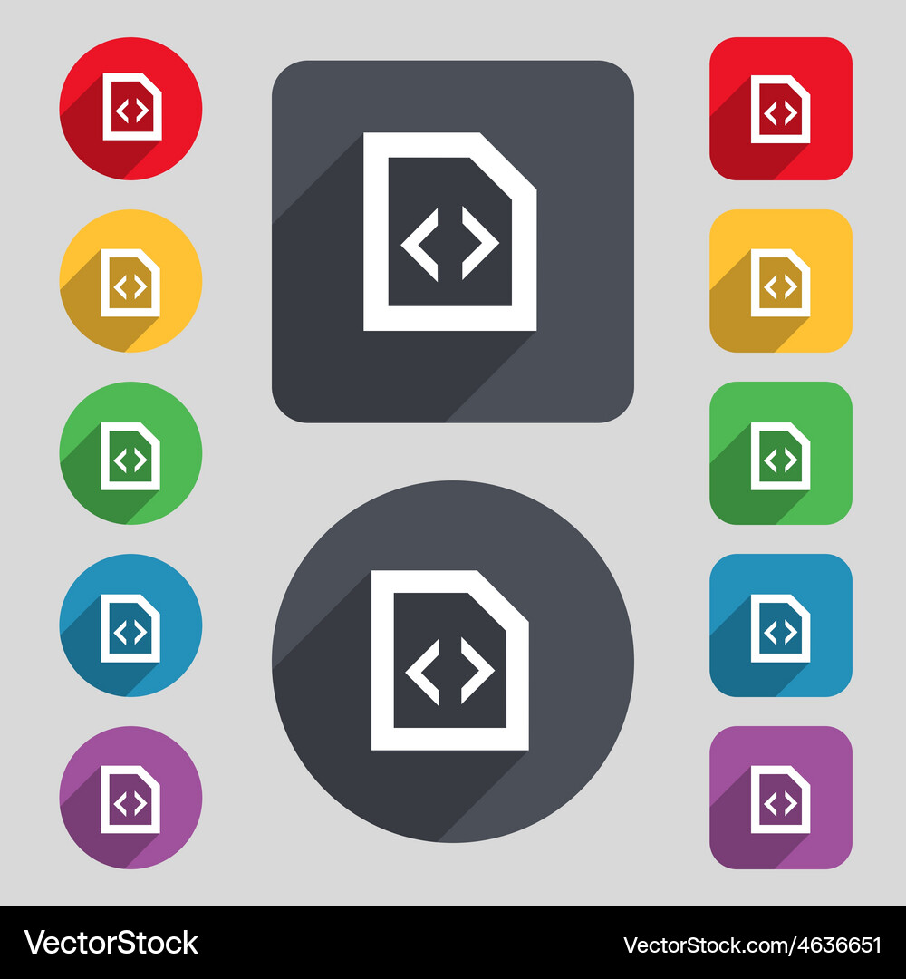 Programming code icon sign a set of 12 colored Vector Image