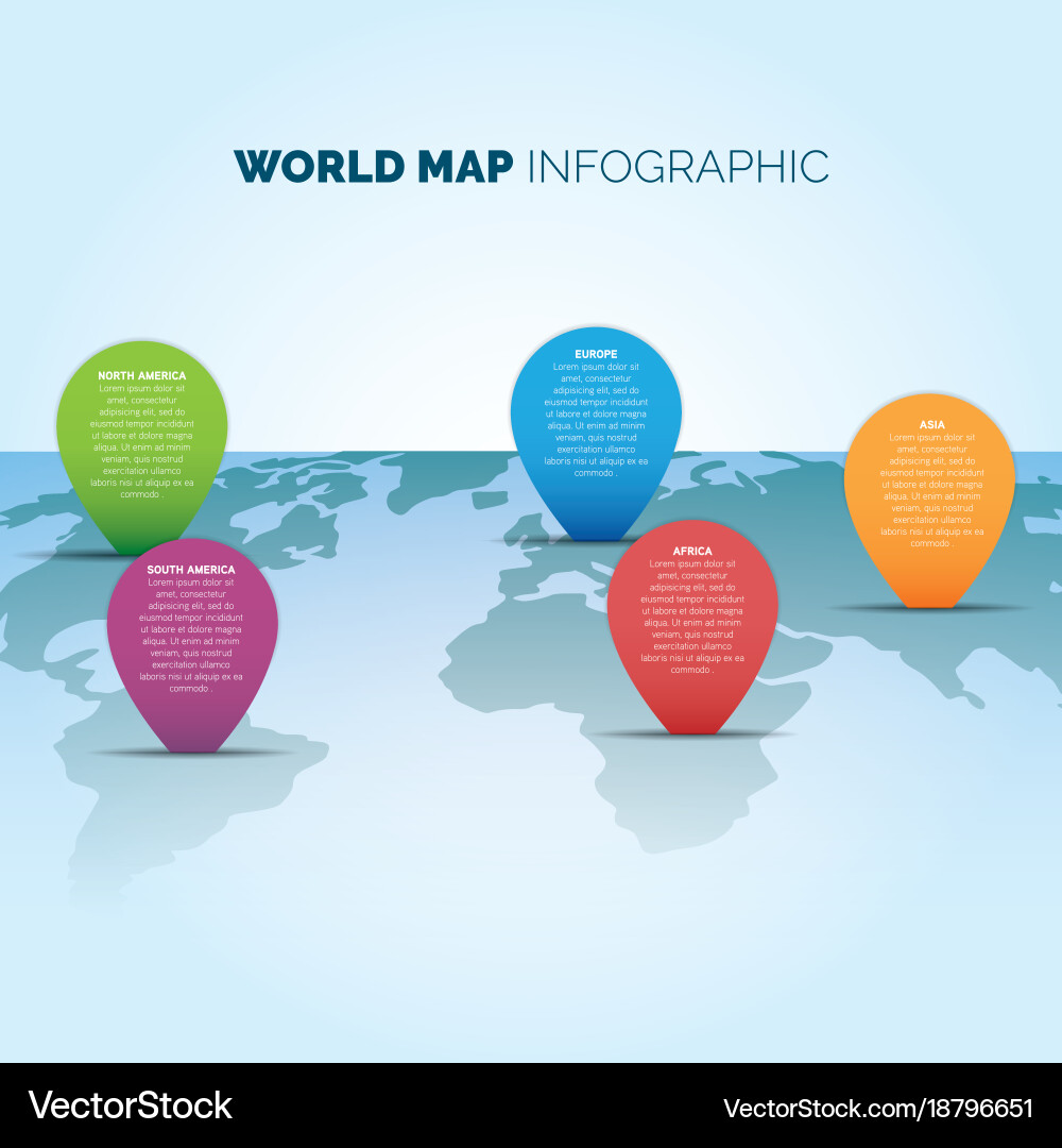 World Map with Pointer Icons vector image