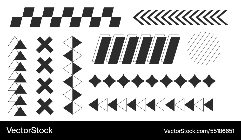 Y2k geometric elements border set slash line Y2k geometric elements border set slash line vector image