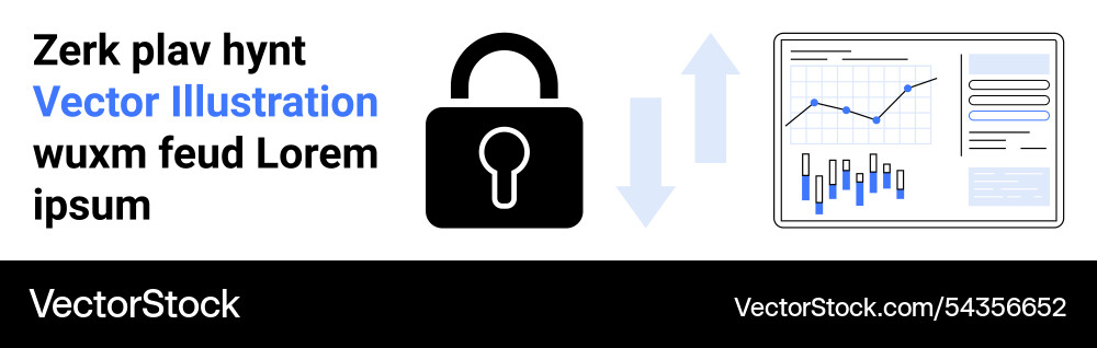 Secure data flow and analytics concept with lock Secure data flow and analytics concept with lock vector image