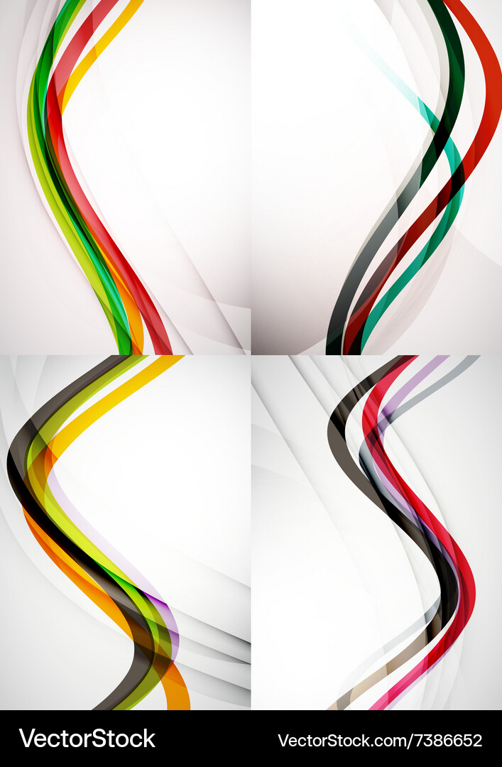 Set abstract backgrounds curve wave lines Vector Image