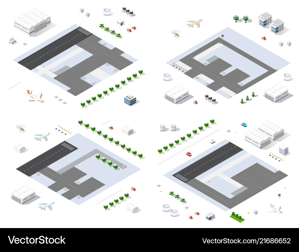 Set of isometric objects vector image