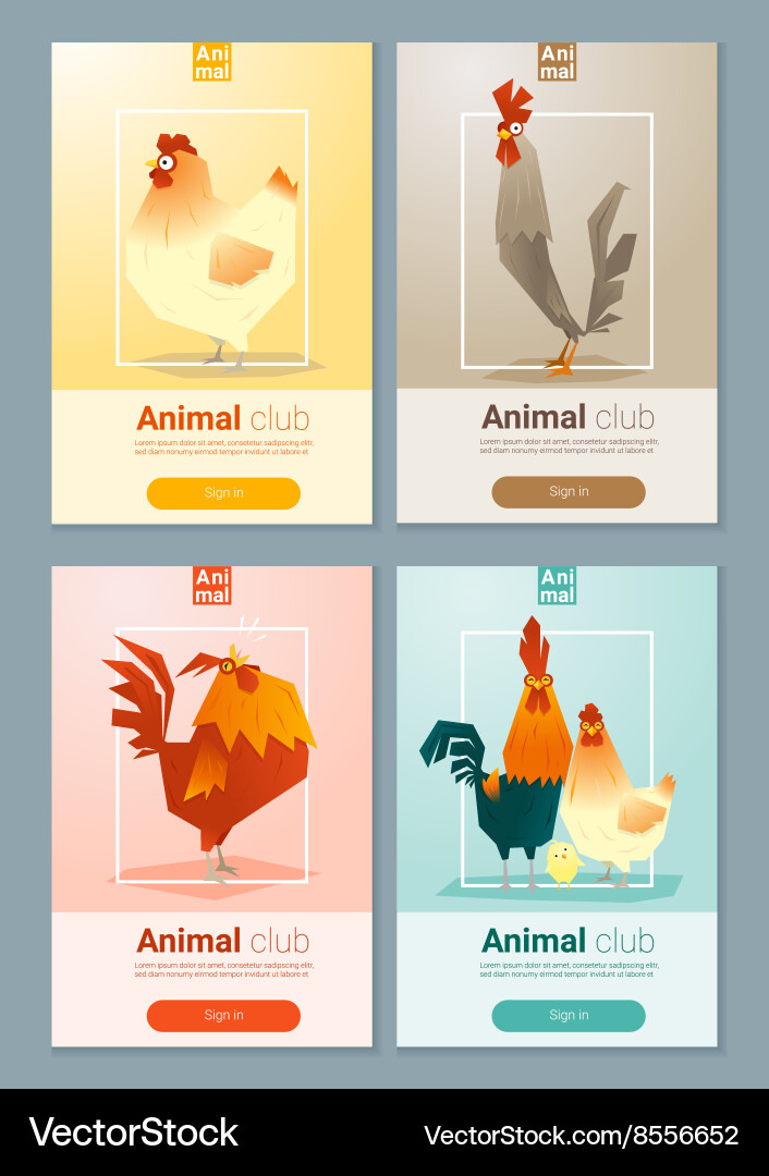 Set of templates with chicken for web design 2 Vector Image