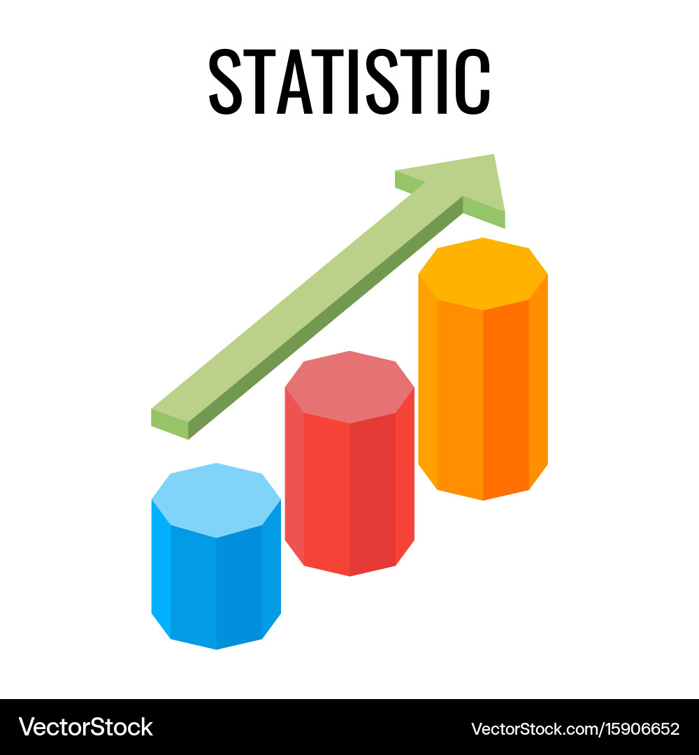 Statistic growing chart with arrow going up three vector image