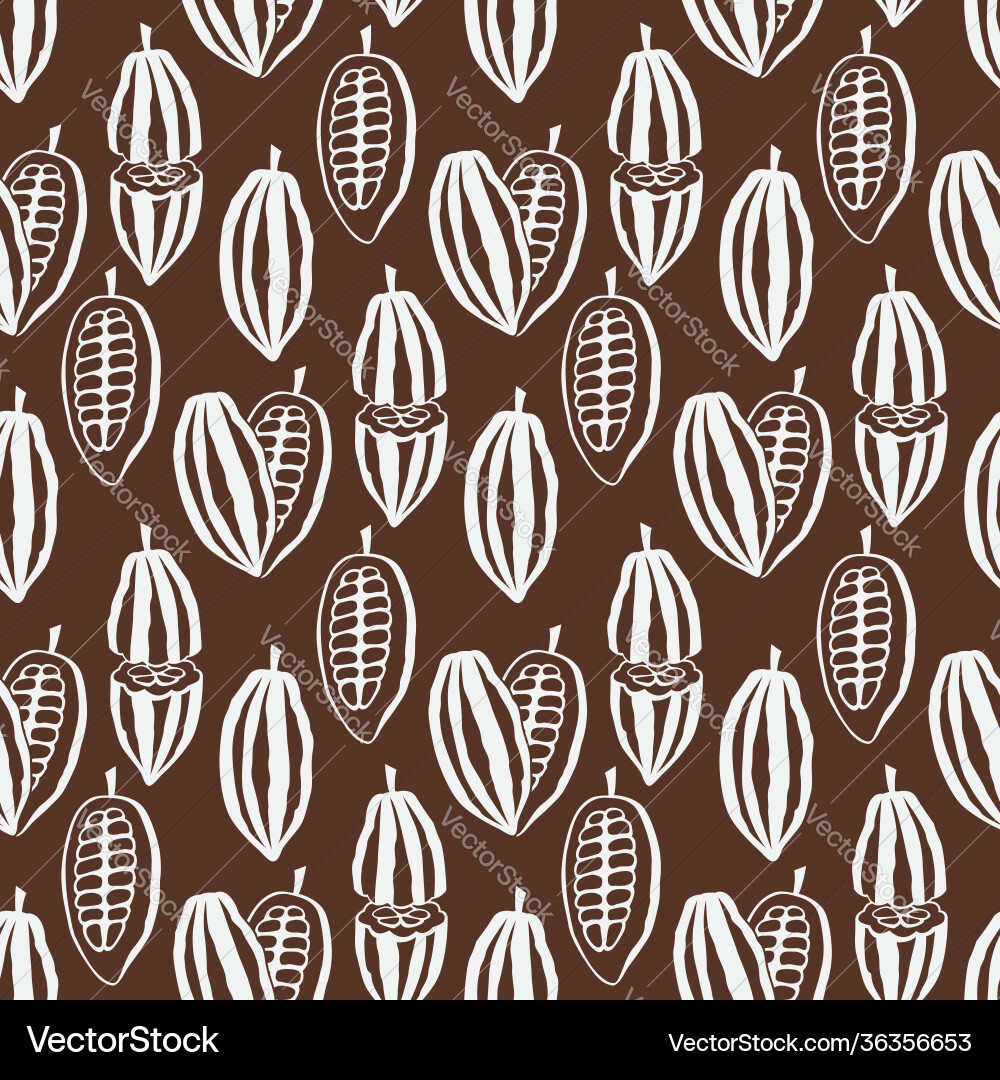 Cocoa Bean Seamless Pattern Vector Image