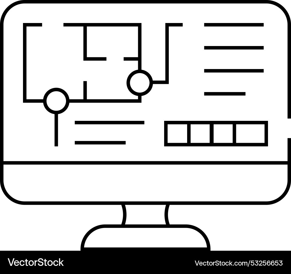 Computer architect software line icon Computer architect software line icon vector image