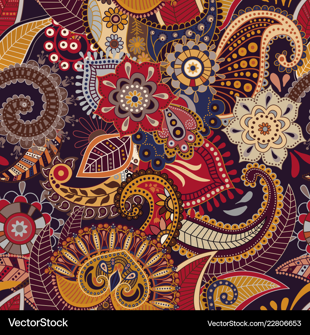 Indian Paisley Floral Pattern Vector Image