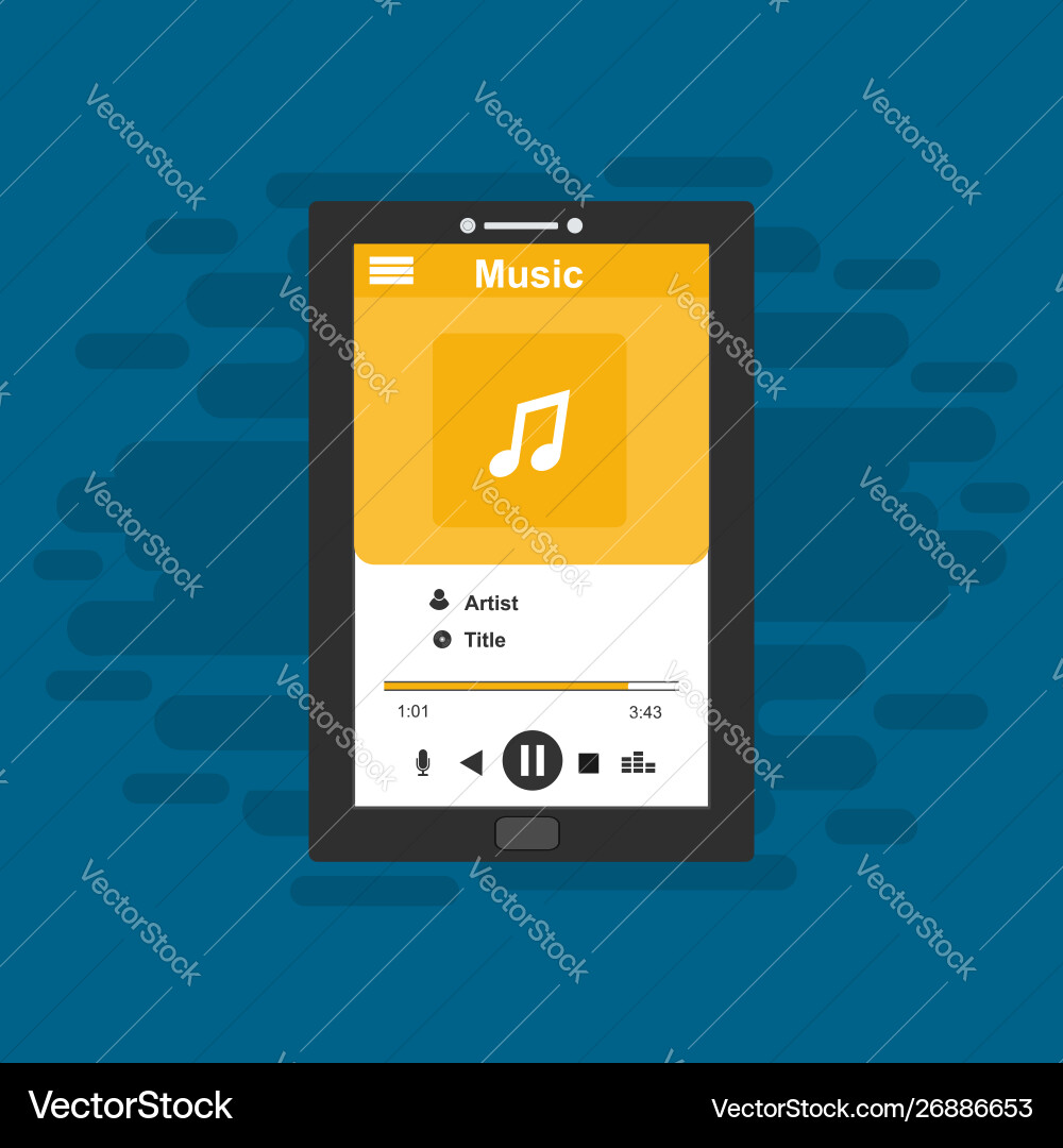 Media player application app template with flat Vector Image