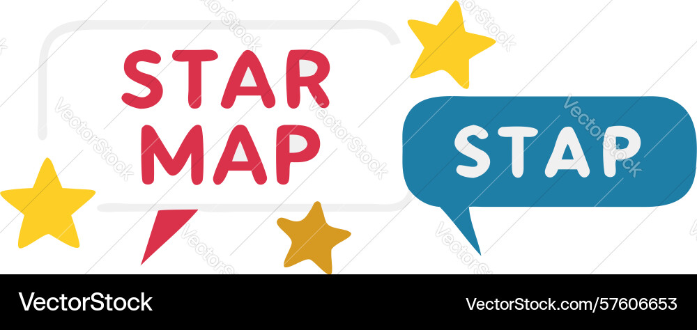 Star map stap text in speech bubble design vector image