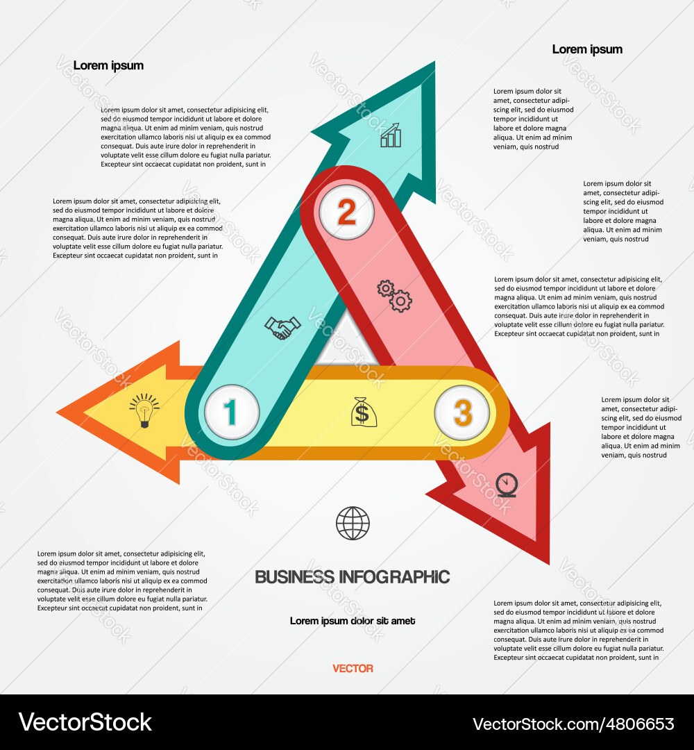 Template with 3 options multi coloured arrows Vector Image