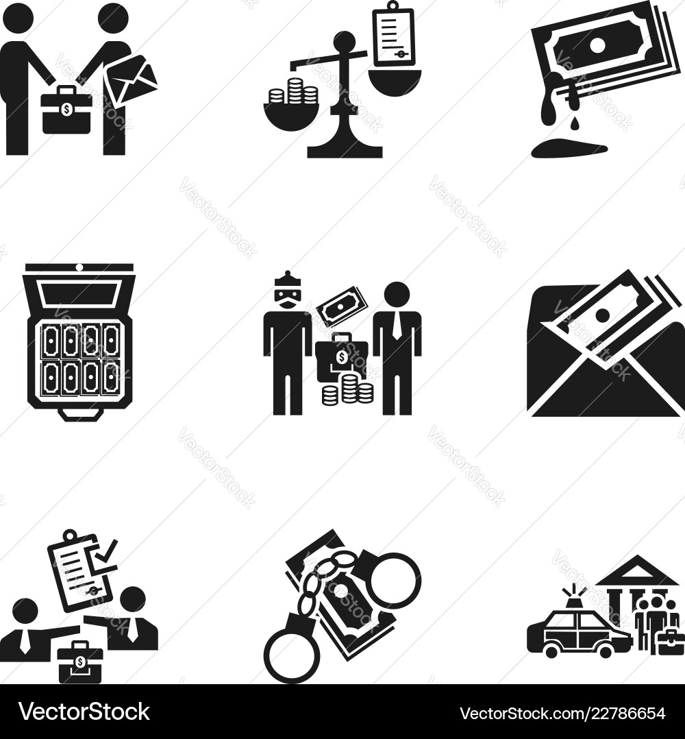 Bribery icon set simple style Bribery icon set simple style vector image