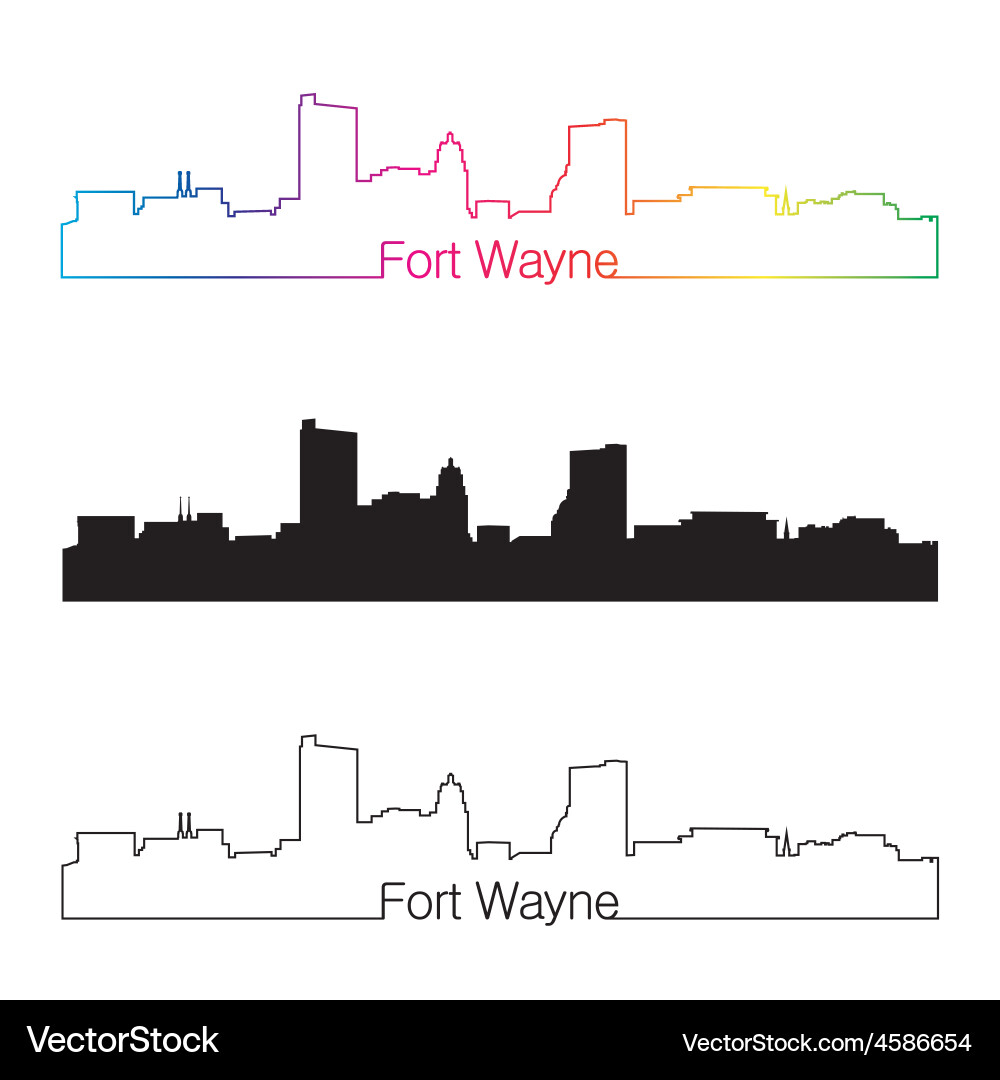Colorful Fort Wayne Skyline Vector Image