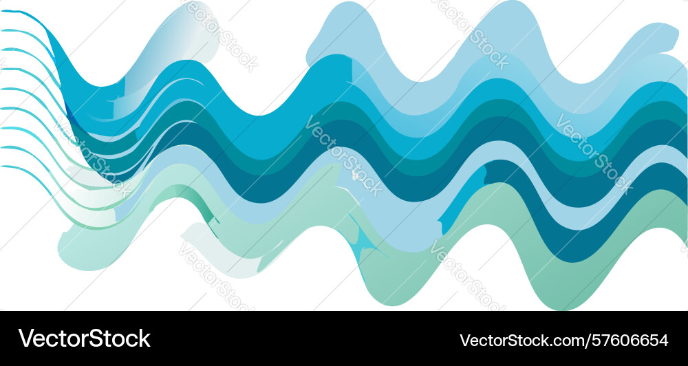 Dynamic wavy blue lines abstract flow design vector image