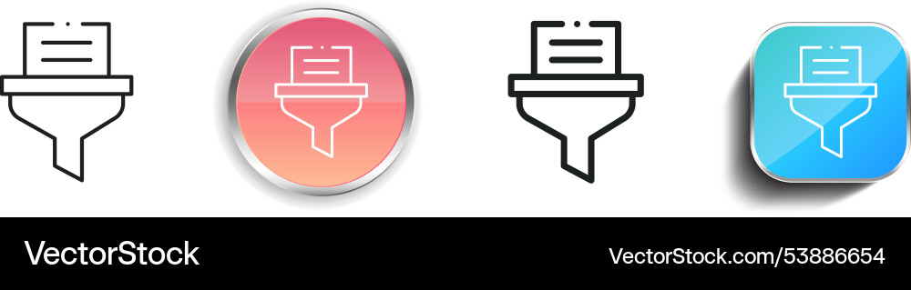 Filtering icon thin linear regular and button vector image