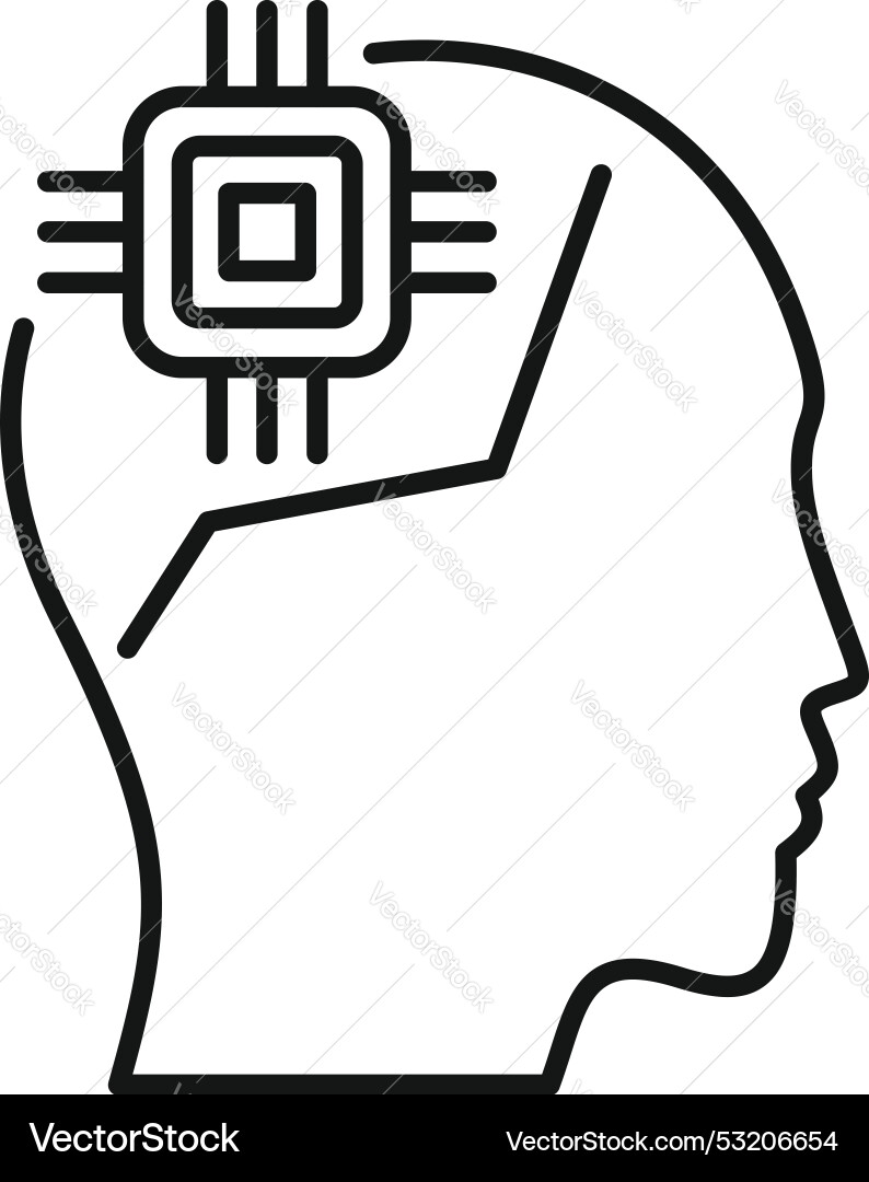 Human head profile showing cpu processing data Human head profile showing cpu processing data vector image