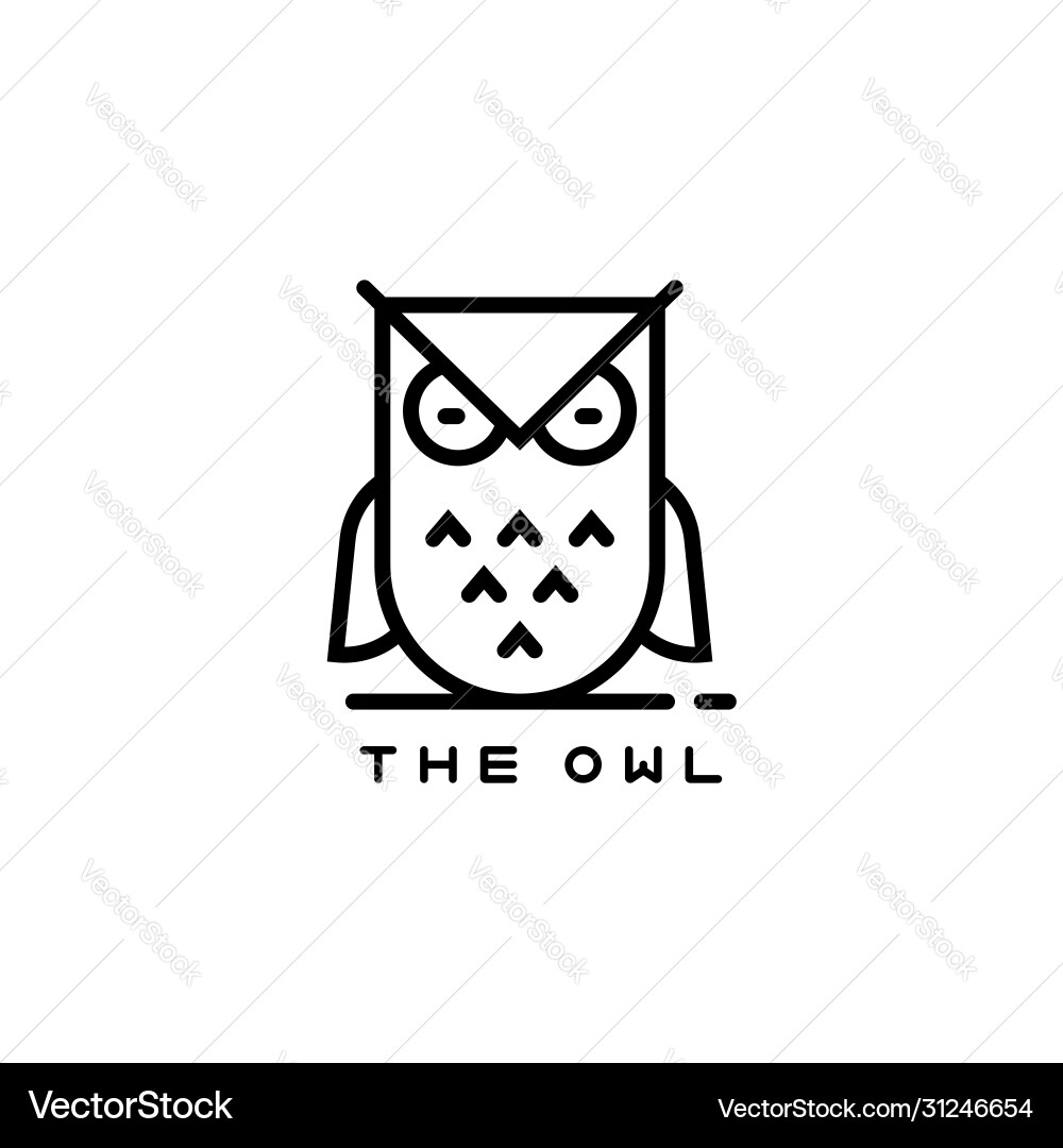 Icon or owl logo in thin line style Icon or owl logo in thin line style Vector Image