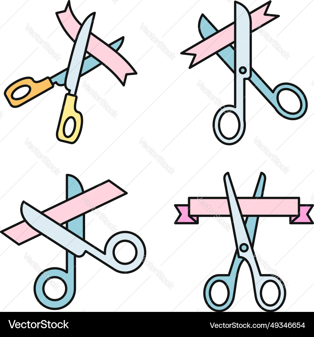 Ribbon launch event icons set color Ribbon launch event icons set color vector image