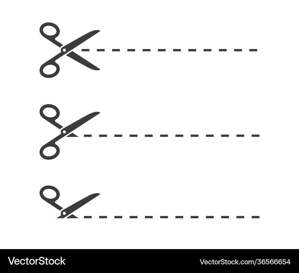 Scissors with cut lines Scissors with cut lines vector image