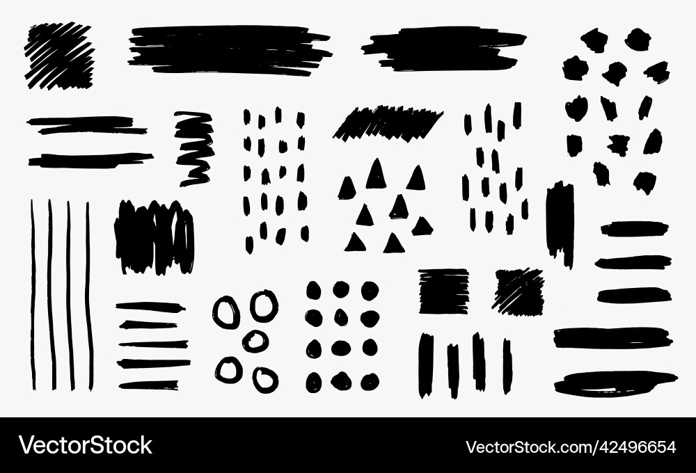 Set of free hand brush element vector image