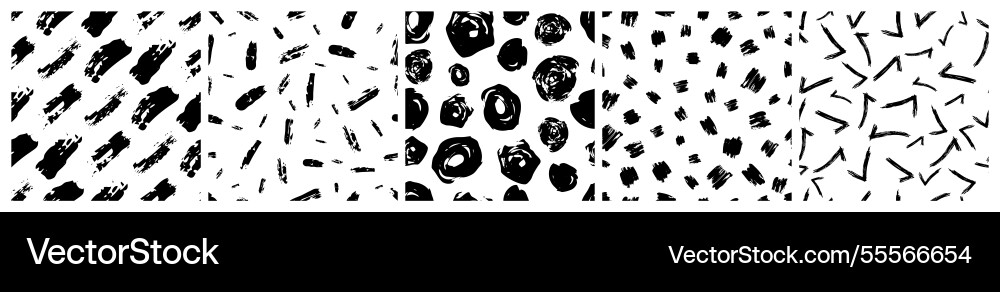 Set of seamless patterns with scribble smears Set of seamless patterns with scribble smears vector image