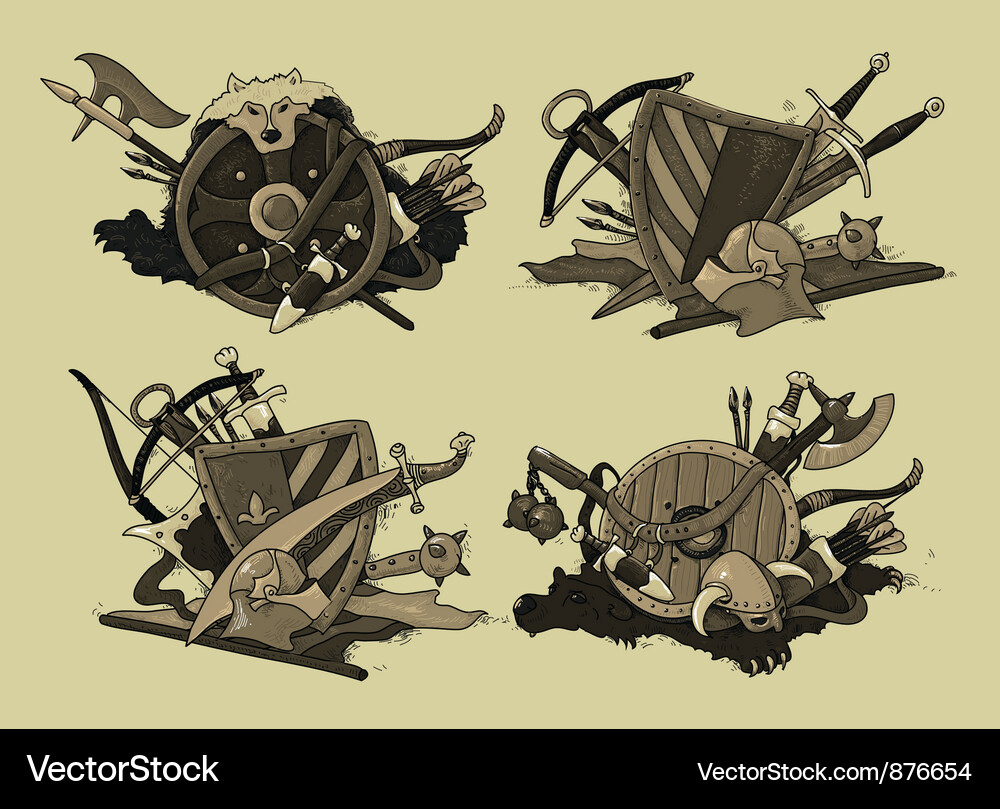 Set of shields medieval Vector Image