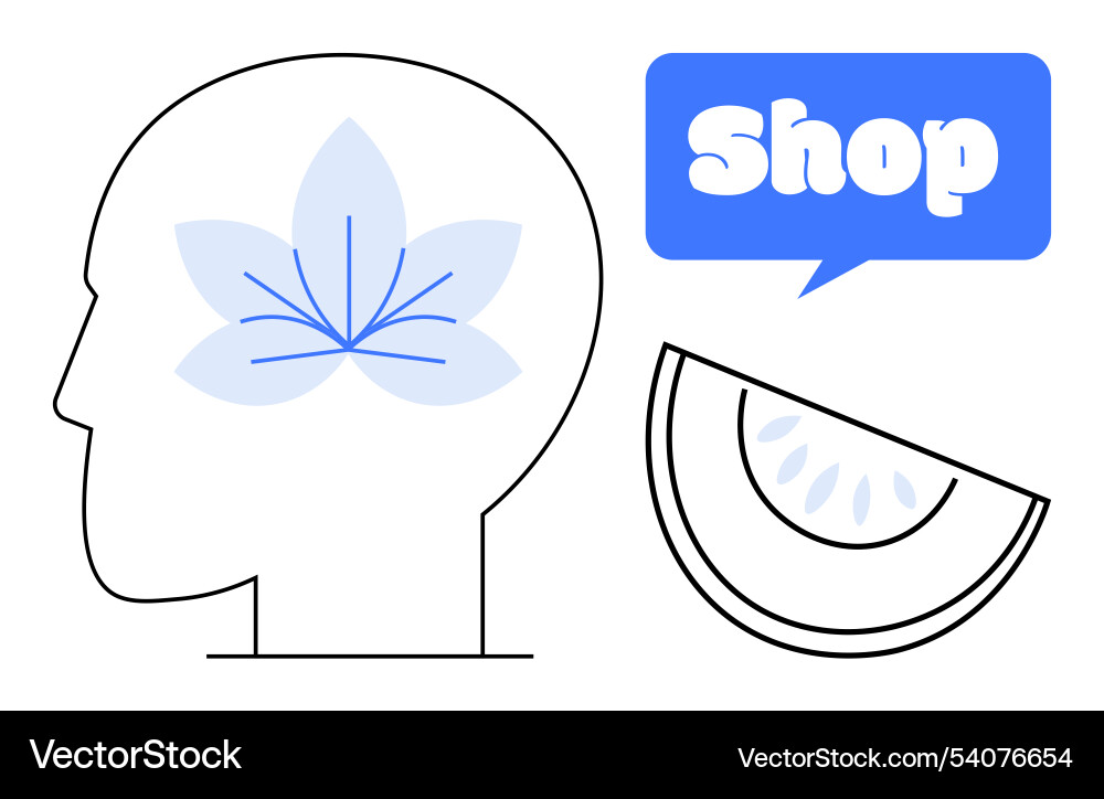 Wellness and shopping concept with human head Wellness and shopping concept with human head vector image
