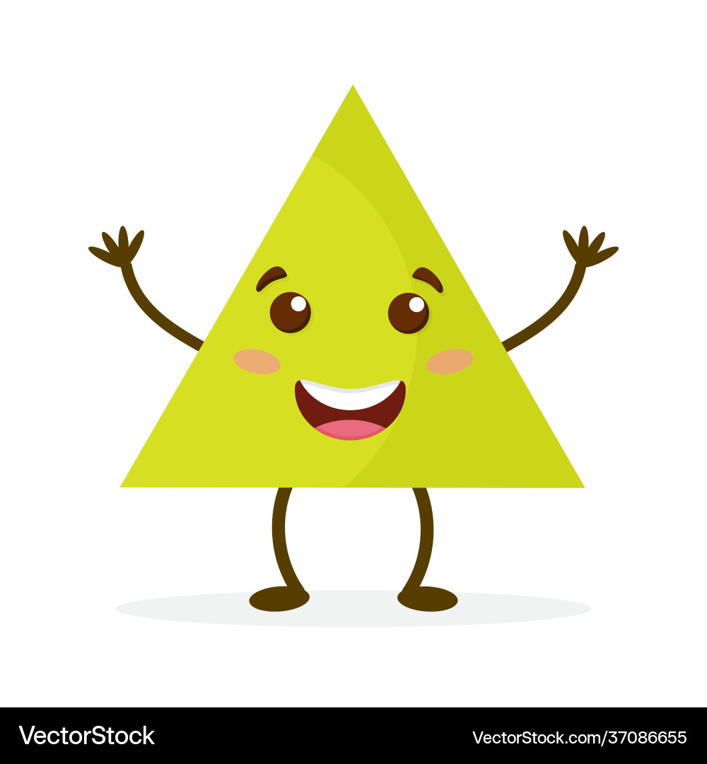 Cartoon triangle with legs and arms cute geometric Cartoon triangle with legs and arms cute geometric vector image