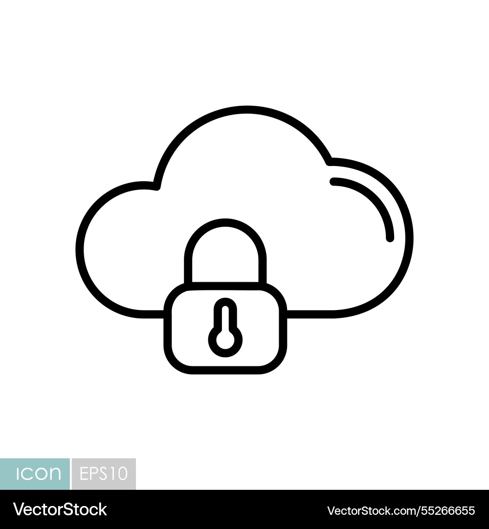 Cloud security icon data with lock symbol vector image