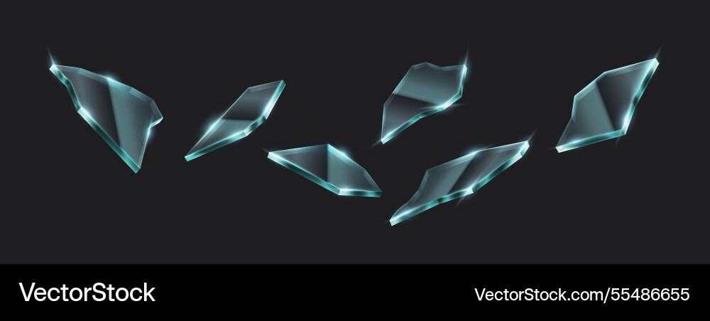 Dark-themed floating glass shards with sharp Vector Image